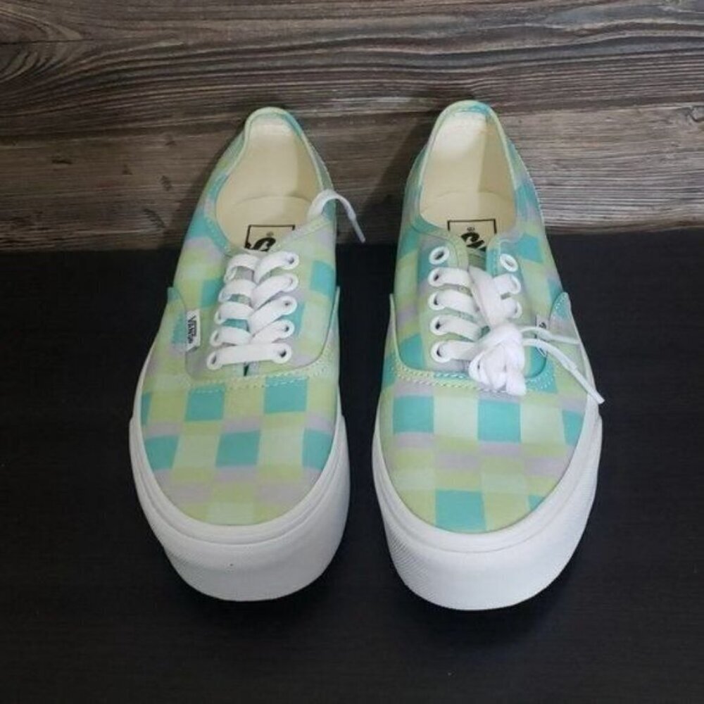 New Vans Authentic Pastel Plaid Green Platform Shoes Festival‎ Summer Casual Fun - Picture 3 of 9